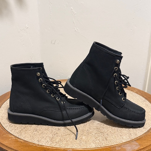 Carhartt Black Lace-Up Moc Toe Work Boots - Picture 6 of 7